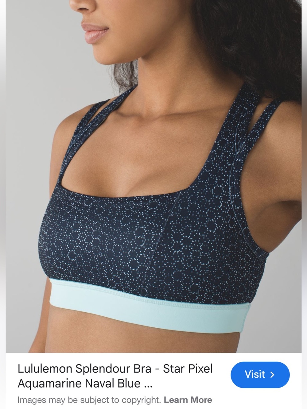 lululemon athletica Naval Blue Star-Pixel Sports Bra with Aquamarine Band
